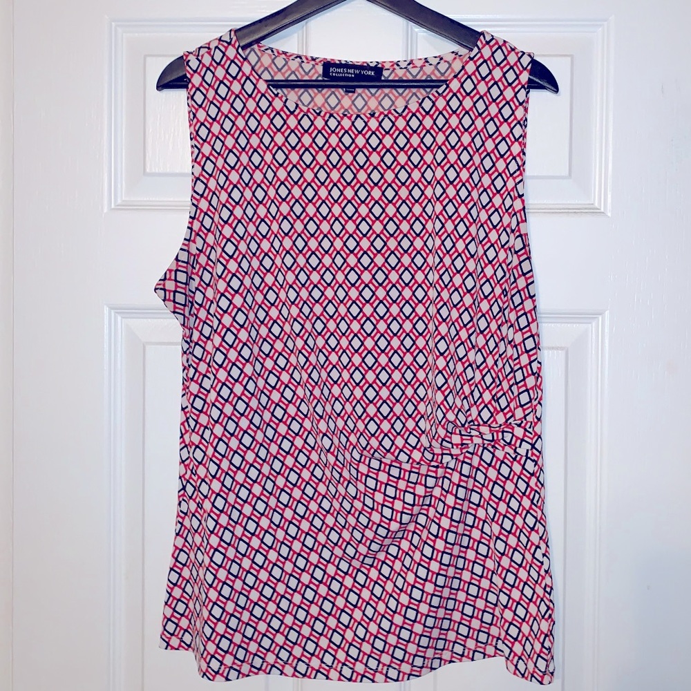 Jones New York Geometric Side Cinch Sleeveless Top